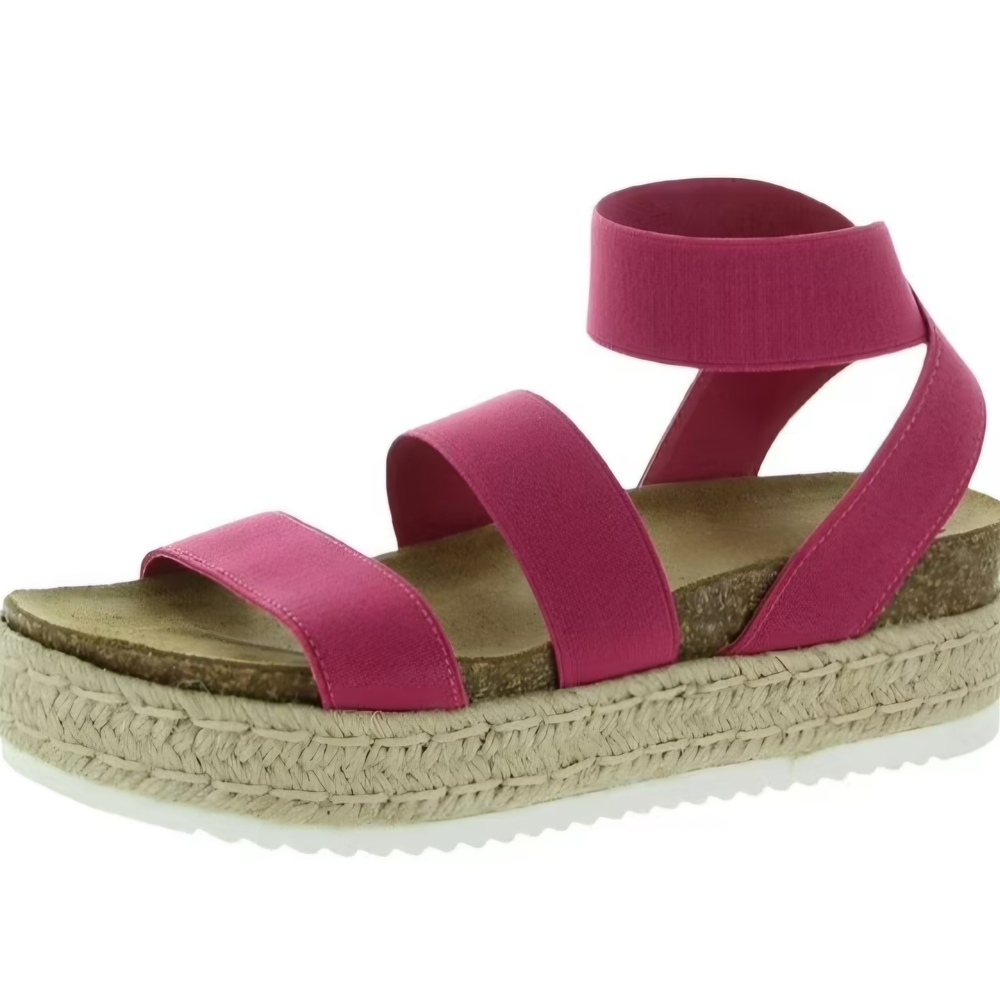Yoki Women's Pink Platform Sandals with Ankle Strap